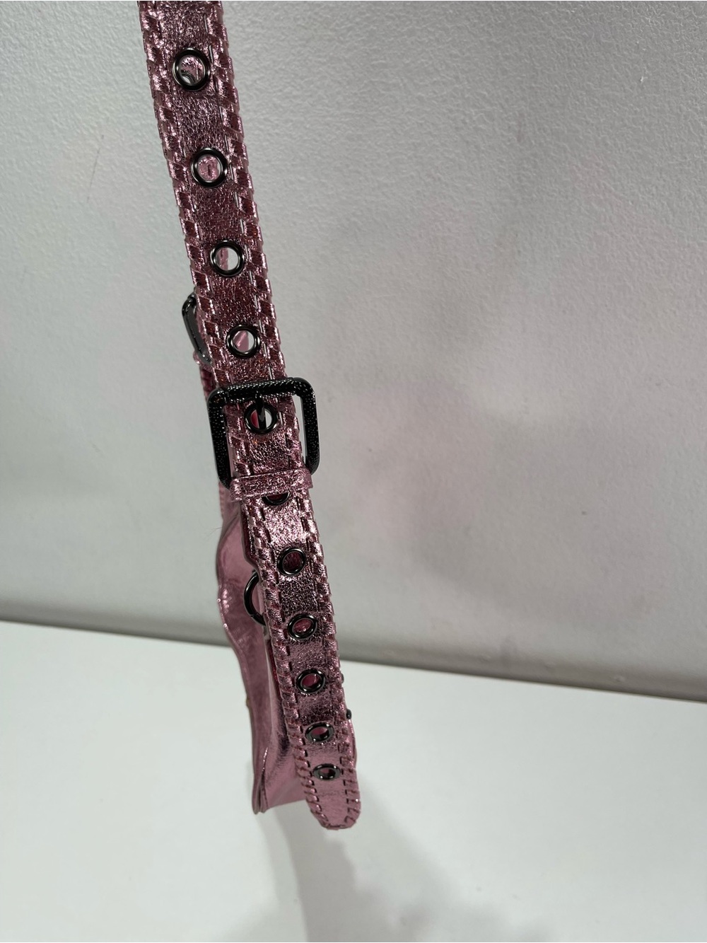 Y2K Style Urban Outfitters Shoulder Bag Metallic Pink Studded Buckle Purse - Picture 8 of 9